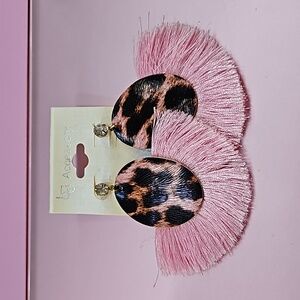 Pink leopard earrings